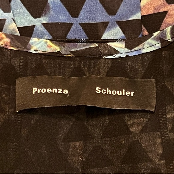 Proenza Schouler Silk Cami Mini Dress Abstract Geometric Multicolor 4 Snap Front - Picture 12 of 16